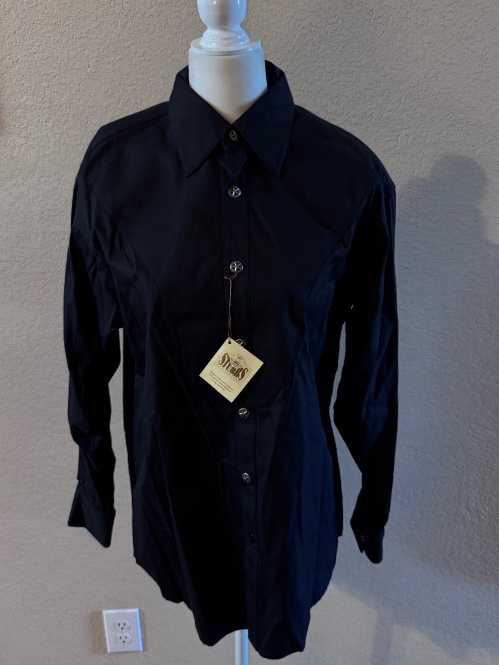 Men's Stubbs Western Wear Black Long Sleeve TX  Star Button High End Shirt